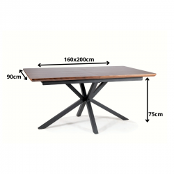 Rozkładany stół Logan orzech/czarny 160(200)x90