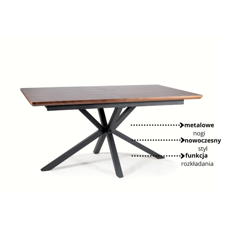 Rozkładany stół Logan orzech/czarny 160(200)x90