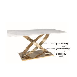 Nowoczesny stół Hermes z ceramicznym blatem biały efekt