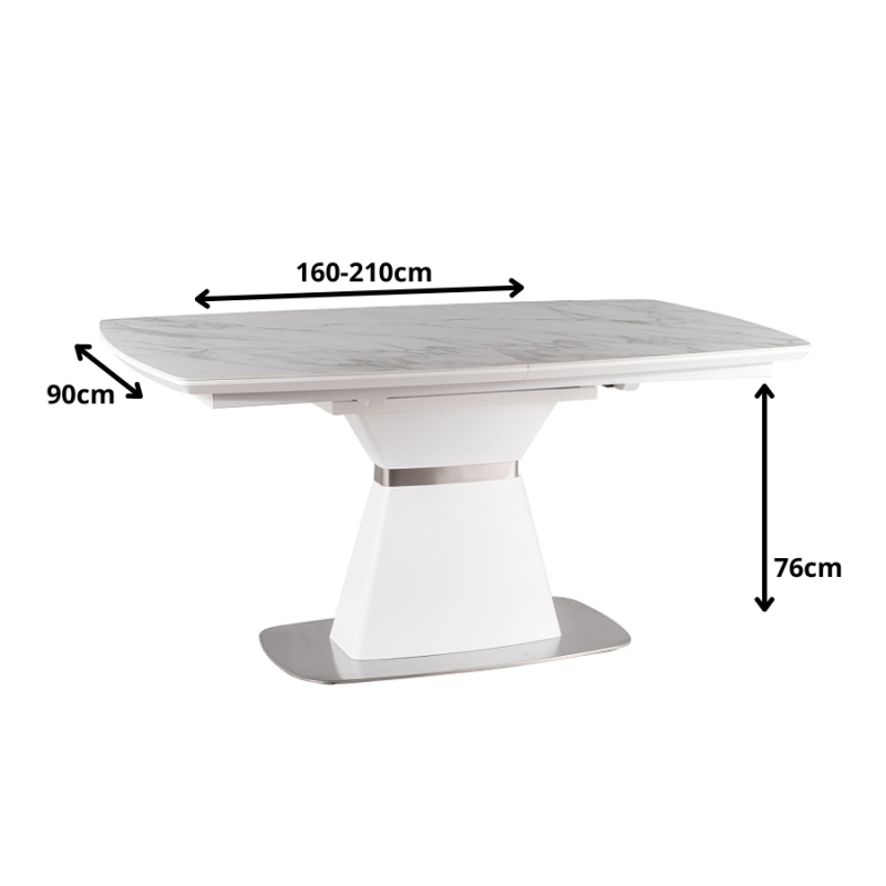 Ceramiczny stół Saturn II biały efekt marmuru/biały mat