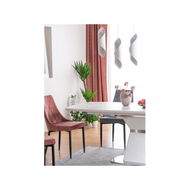 Ceramiczny stół Saturn II biały efekt marmuru/biały mat