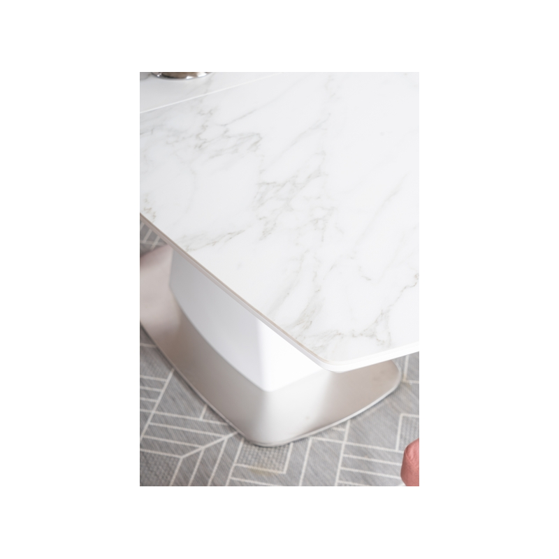 Ceramiczny stół Saturn II biały efekt marmuru/biały mat