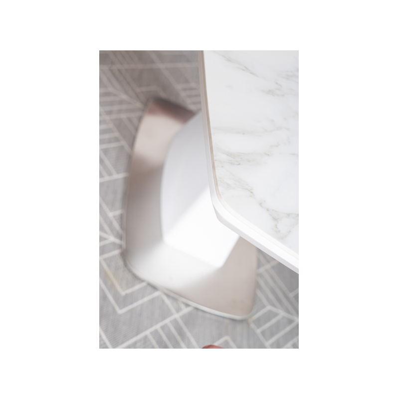 Ceramiczny stół Saturn II biały efekt marmuru/biały mat