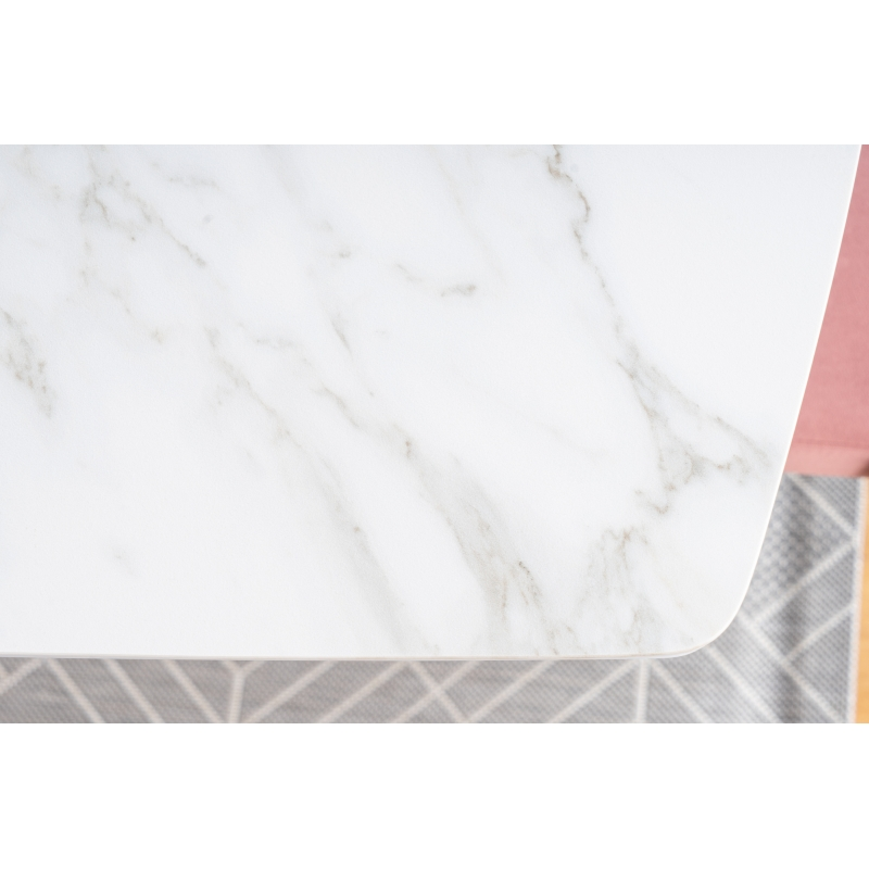 Ceramiczny stół Saturn II biały efekt marmuru/biały mat