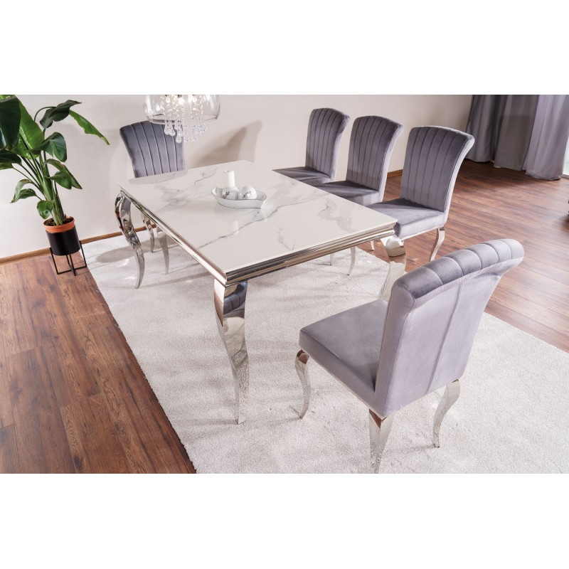 Stół Ceramiczny Prince Ceramic biały calacatta/chrom 180x90