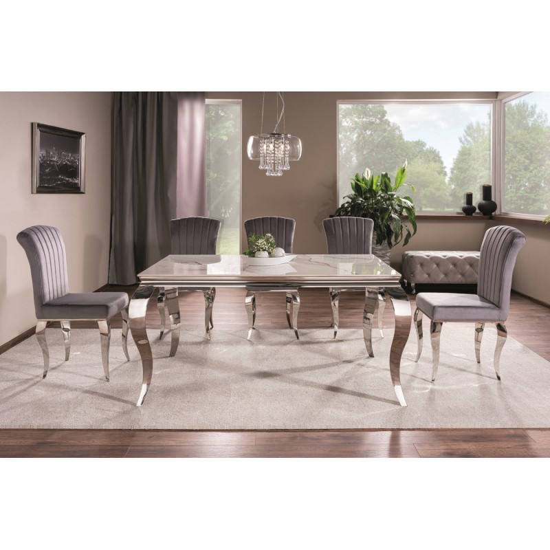 Stół Ceramiczny Prince Ceramic biały calacatta/chrom 180x90