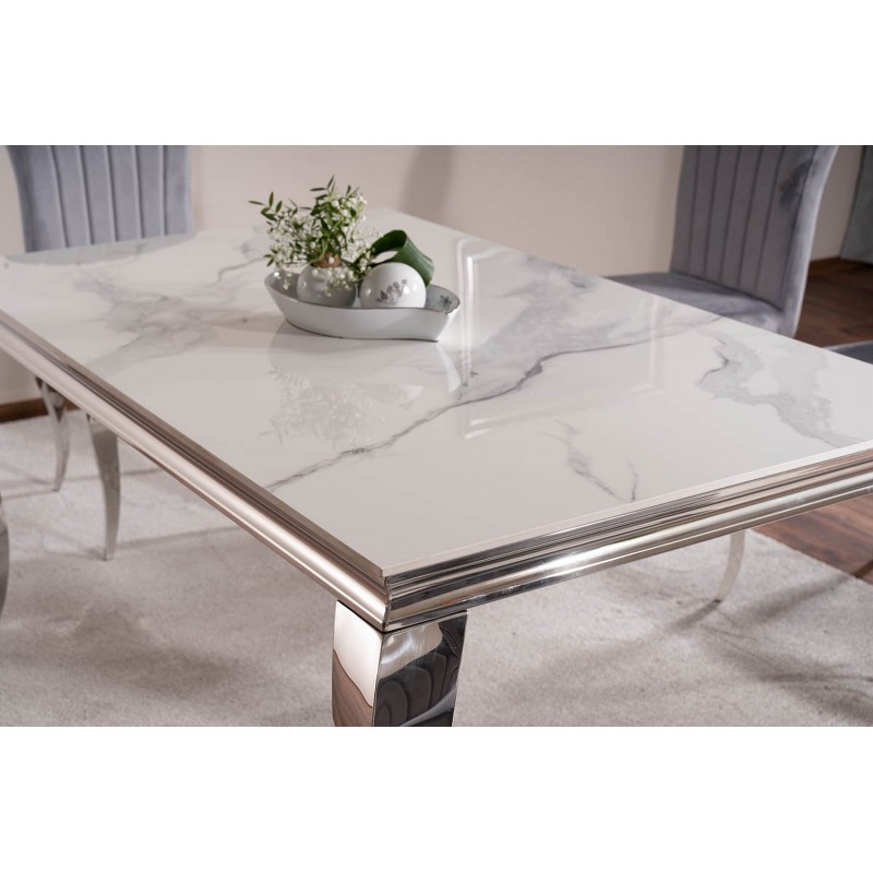 Stół Ceramiczny Prince Ceramic biały calacatta/chrom 180x90