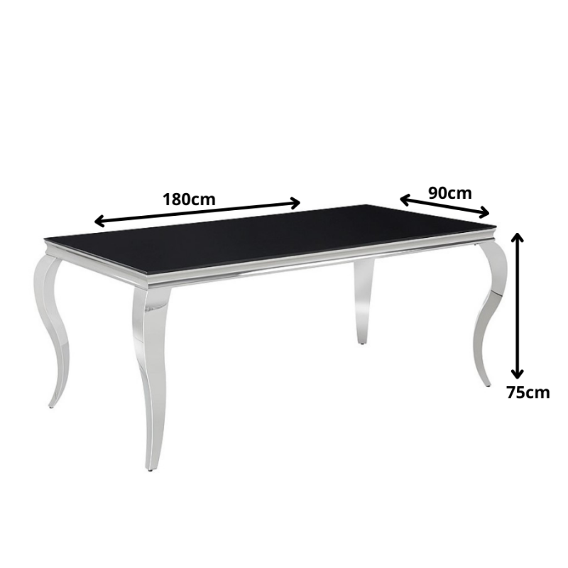 Stół Prince czarny/chrom 180x90