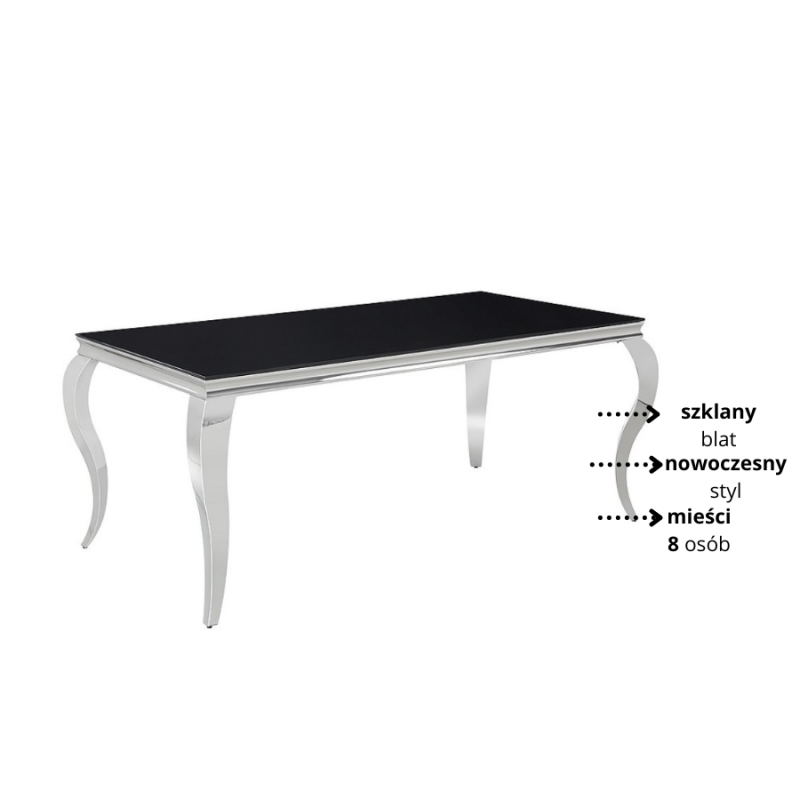 Stół Prince czarny/chrom 180x90