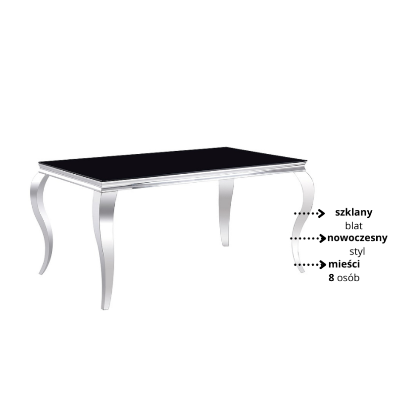 Stół Prince czarny/chrom 150x90