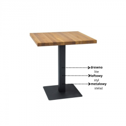 Kompaktowy stół Puro w stylu loftowym Lity dąb/czarny 80x80