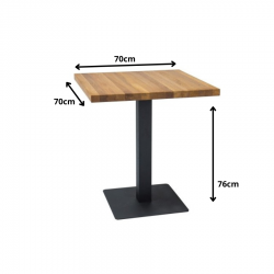 Kompaktowy stół Puro w stylu loftowym Lity dąb/czarny 70x70