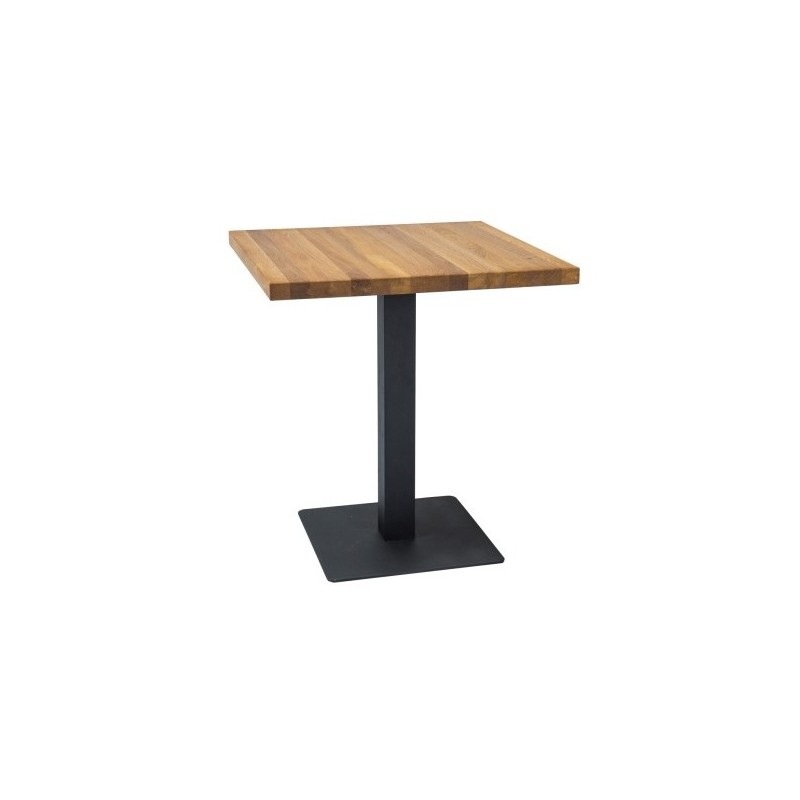 Kompaktowy stół Puro w stylu loftowym Lity dąb/czarny 70x70