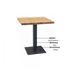 Kompaktowy stół Puro w stylu loftowym laminat dąb/czarny 60x60