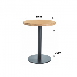 Okrągły stół Puro w stylu loftowym lity dąb/czarny fi 80