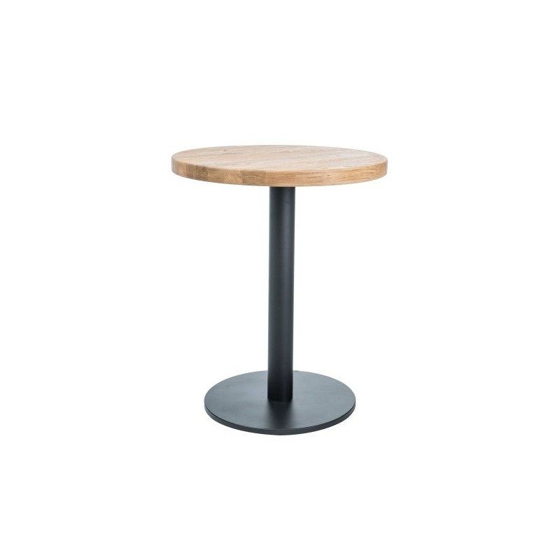 Okrągły stół Puro w stylu loftowym lity dąb/czarny fi 80
