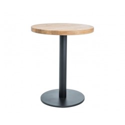 Okrągły stół Puro w stylu loftowym lity dąb/czarny fi 70
