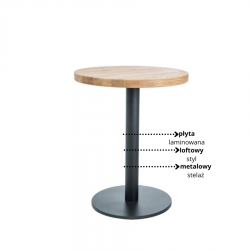 Okrągły stół Puro II w stylu loftowym laminat dąb/czarny fi 70