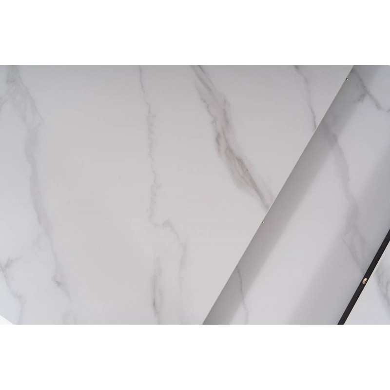 Rozkładany stół Apollo w stylu glamour biały marmur/czarny