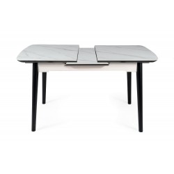 Rozkładany stół Apollo w stylu glamour biały marmur/czarny