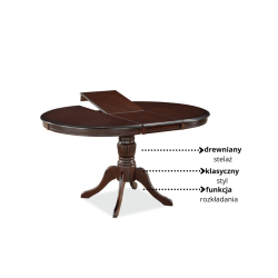Rozkładany stół Oliwia w stylu klasycznym ciemny orzech
