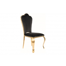 Krzesło tapicerowane Queen velvet złoty stelaż/czarny bluvel 19