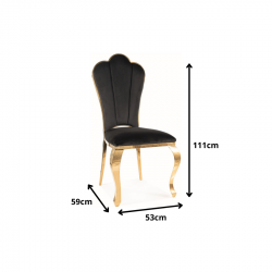 Krzesło tapicerowane Queen velvet złoty stelaż/czarny bluvel 19