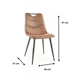 Krzesło tapicerowane mikrofibrą Aleo brązowe