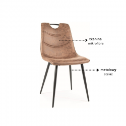 Krzesło tapicerowane mikrofibrą Aleo brązowe