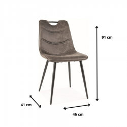 Krzesło tapicerowane mikrofibrą Aleo szare