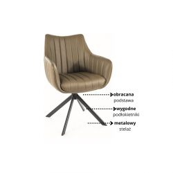 Krzesło obrotowe Azalia czarny stelaż/oliwka skóra syntetyczna