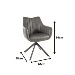 Krzesło obrotowe Azalia czarny stelaż/szary skóra syntetyczna