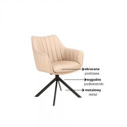 Krzesło obrotowe Azalia czarny stelaż/beż skóra syntetyczna