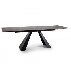 Rozkładany stół Salvadore Ceramic brąz efekt drewna/czarny mat (180-260)x90