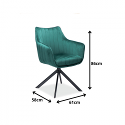 Krzesło obrotowe Azalia Velvet czarny stelaż/zielony bluvel 78