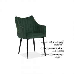 Krzesło tapicerowane Monte sztruks czarny stelaż/zielony fjord