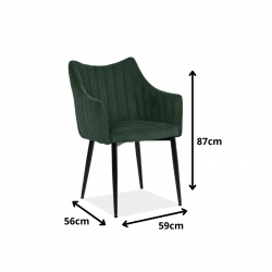 Krzesło tapicerowane Monte sztruks czarny stelaż/zielony fjord