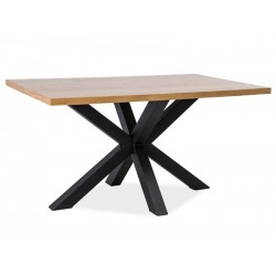 Loftowy stół Cross okleina naturalna dąb/czarny 180x90