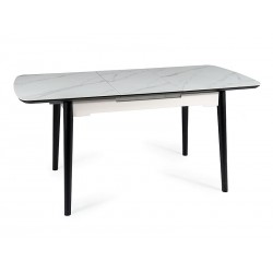 Rozkładany stół Apollo w stylu glamour biały marmur/czarny stelaż 120(160)x80
