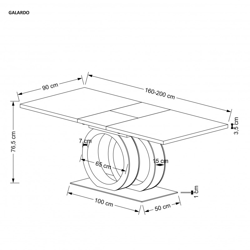 Stylowy rozkładany stół Amber biały/złoty