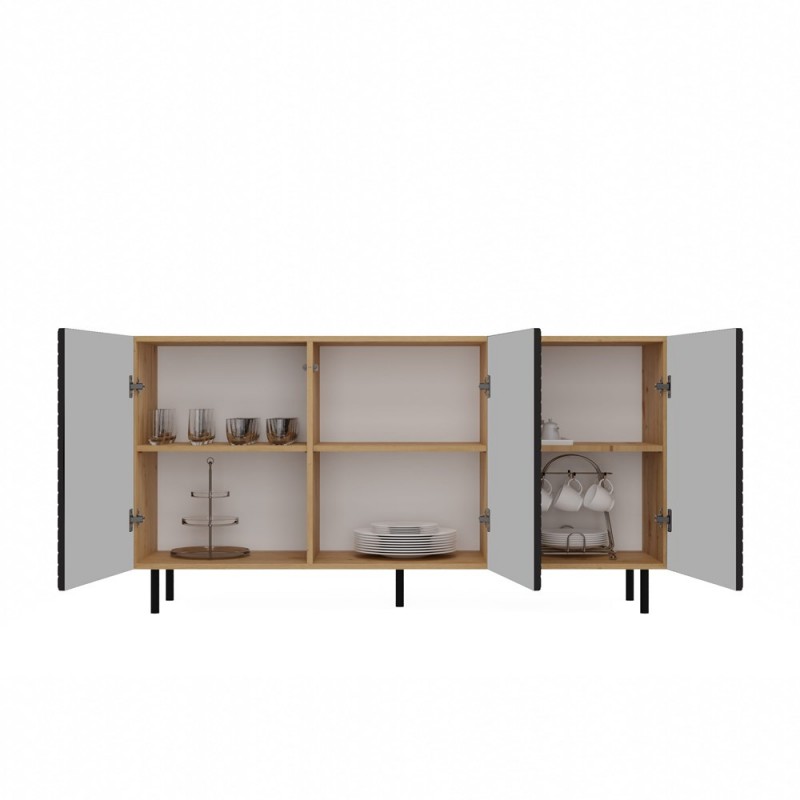 KOMODA KAMA 3 DRZWI SLIM ARTISAN/CZERŃ KOMPLET