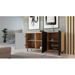 KOMODA KAMA 3 DRZWI SLIM ARTISAN/CZERŃ KOMPLET