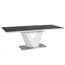 Stół rozkładany Alaras II czarny efekt kamienia/biały lakier 120(180)x80