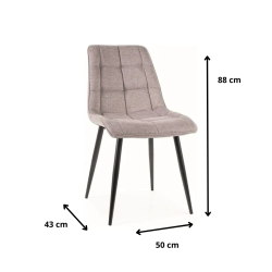 Krzesło tapicerowane Chic Brego jasno szare