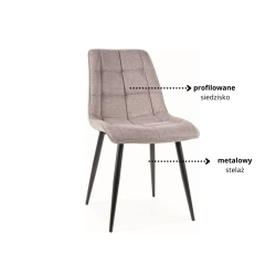 Krzesło tapicerowane Chic Brego jasno szare