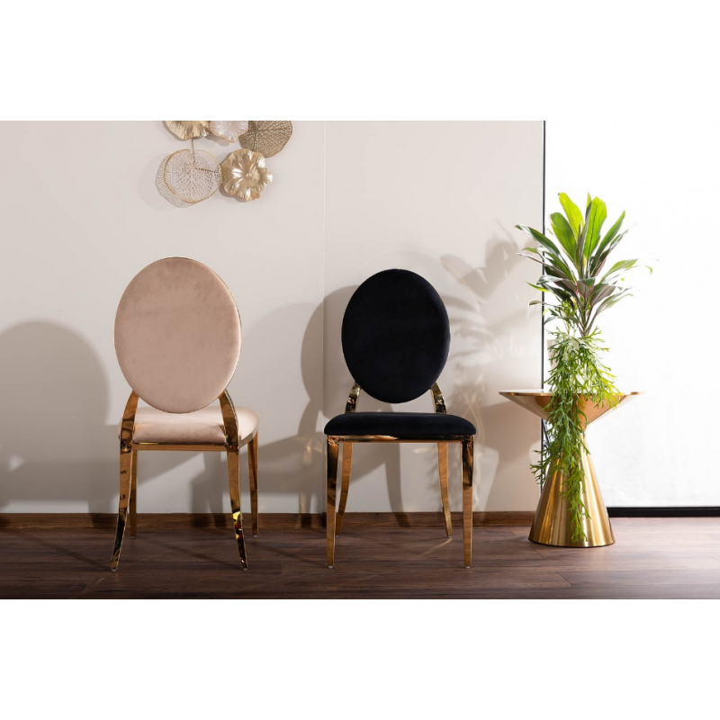 Nowoczesne krzesło King Velvet złoty stelaż/beżowy Bluvel 28