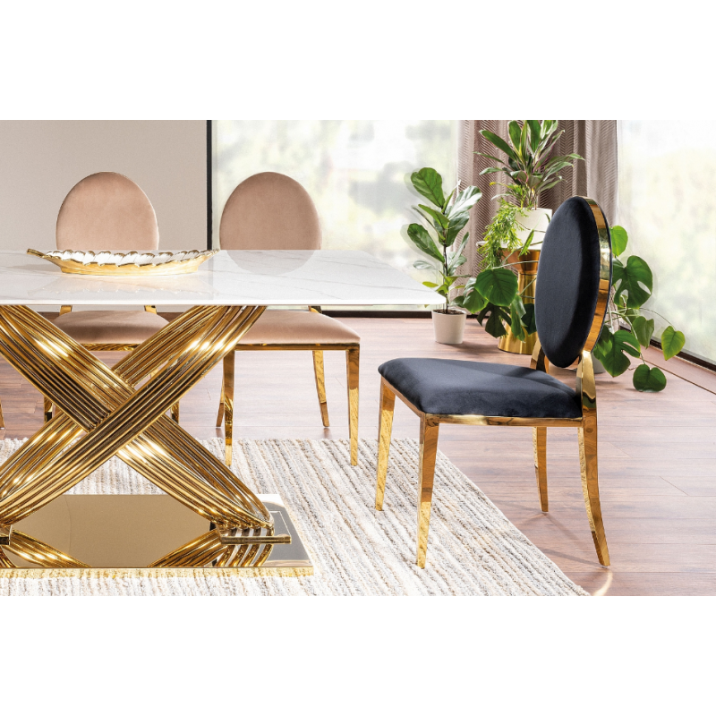 Nowoczesne krzesło King Velvet złoty stelaż/beżowy Bluvel 28