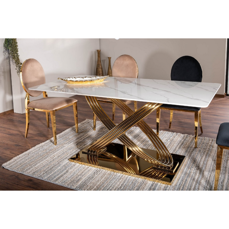 Nowoczesne krzesło King Velvet złoty stelaż/czarny Bluvel 19