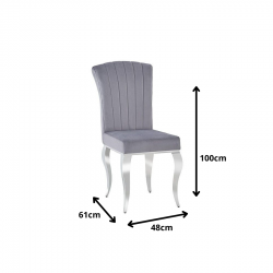Nowoczesne krzesło Prince Velvet chrom/szary tap. 195