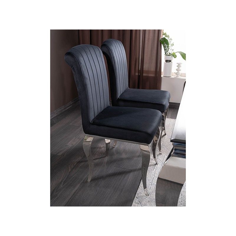 KRZESŁO PRINCE VELVET CHROM/CZARNY TAP. 186